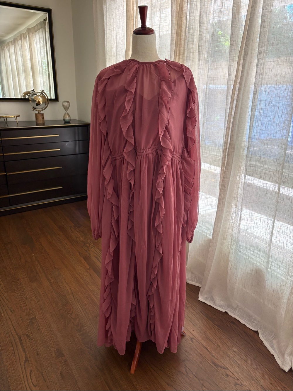 ASOS Curve Rose Pink Ruffle Maxi Dress - Picture 10 of 10